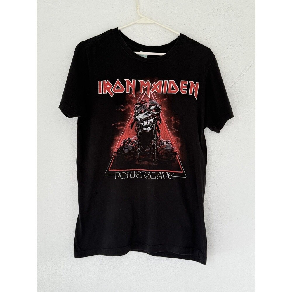 Iron Maiden Distressed Print T Shirt Mens Rock Music Classic Tee Black